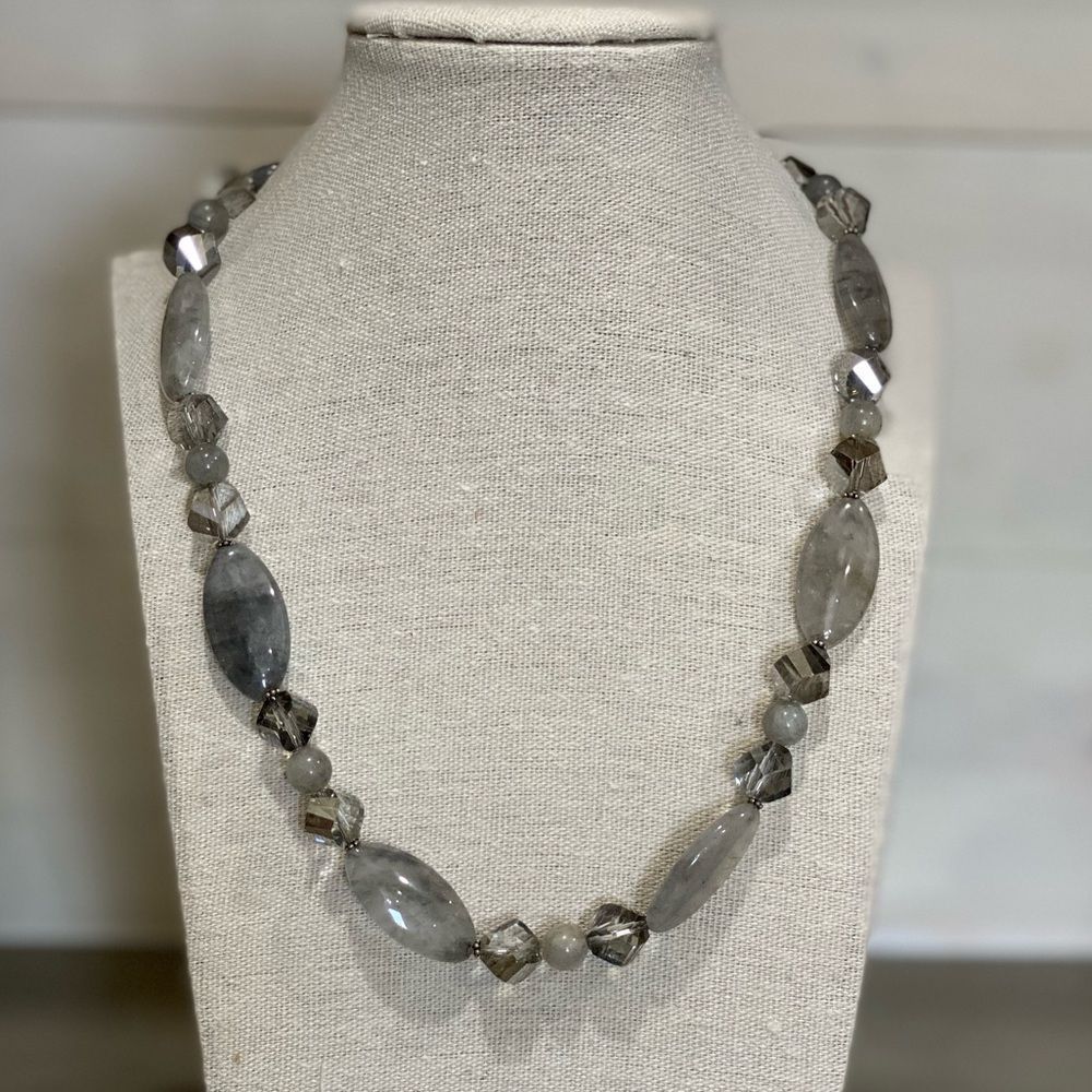 Gorgeous Donna Dressler sterling silver, gemstone, glass necklace. Signed. VIDEO